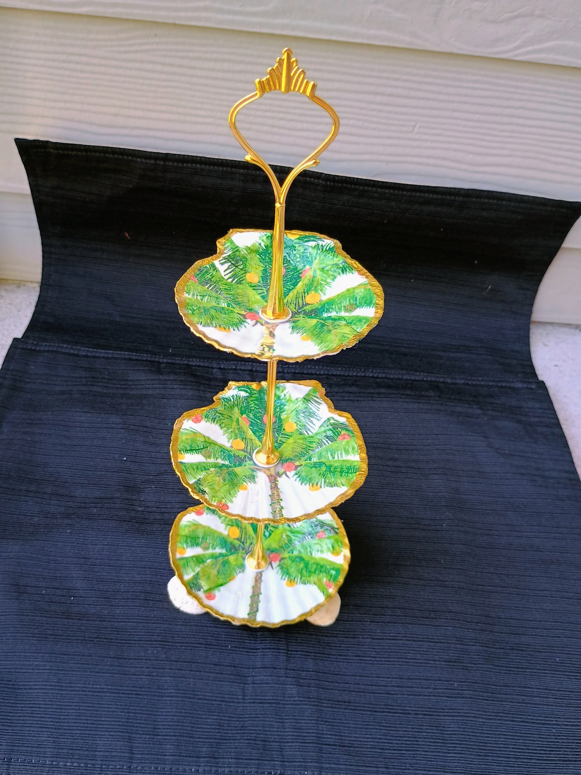 3 Tier Scallop Shell Jewelry Dish!